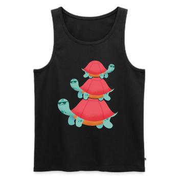 Coole Schildkröten mit Sonnenbrille, gestapelt, - Männer Premium Bio Tank Top - Schwarz - Vorne - AI Model Male 178 light (178cm)