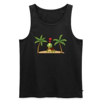 Turtle Palm Sweet Turtle Lovers - Men's Premium Organic Tank Top - black - Front - Michal (187cm)