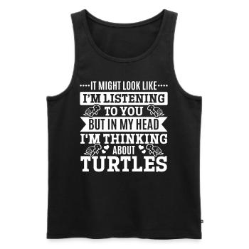 Drôle de tortue Citation Tortues de mer - Débardeur bio Premium Homme - noir - Devant - Michal (187cm)