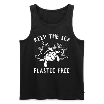 Gardez la mer sans plastique I Tortue de mer - Débardeur bio Premium Homme - noir - Devant - AI Model Male 178 light (178cm)