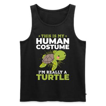 Tortue mignonne - C’est mon humain - Débardeur bio Premium Homme - noir - Devant - Michal (187cm)