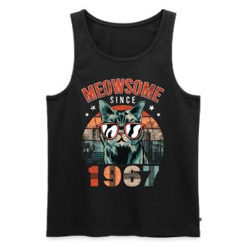 Meowsome 1967 Year of birth 1967 Cat birthday - Men's Premium Organic Tank Top - black - Front - Michal (187cm)