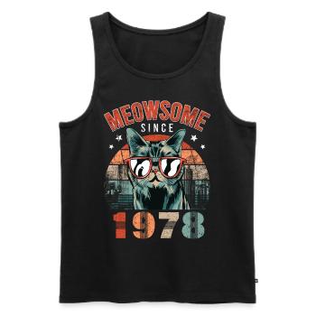 Meowsome 1978 Year of birth 1978 Cat birthday - Men's Premium Organic Tank Top - black - Front - AI Model Male 178 light (178cm)