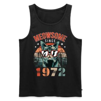Meowsome 1972 Année de naissance 1972 Anniversaire du chat - Débardeur bio Premium Homme - noir - Devant - Michal (187cm)
