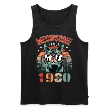 Meowsome 1980 Année de naissance 1980 Chat Anniversaire - Débardeur bio Premium Homme - noir - Devant - Michal (187cm)