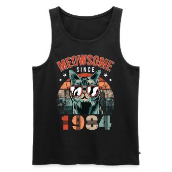 Meowsome 1984 Year of birth 1984 Cat birthday - Men's Premium Organic Tank Top - black - Front - Michal (187cm)