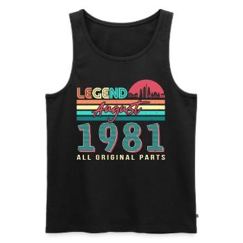 Retro 1981 August - Men's Premium Organic Tank Top - black - Front - Michal (187cm)