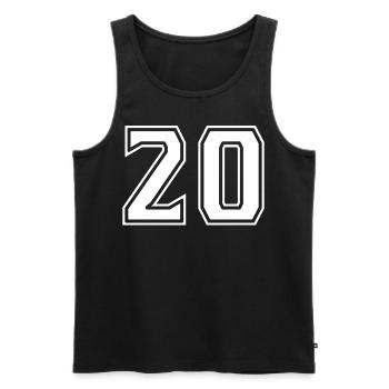 20 white design - Men's Premium Organic Tank Top - black - Front - AI Model Male 178 light (178cm)