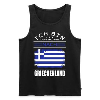 Bin Dann Mal Weg Nach Griechenland Fahne Urlaub - Männer Premium Bio Tank Top - Schwarz - Vorne - AI Model Male 178 light (178cm)