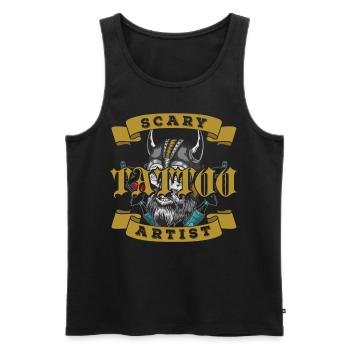 Effrayant Tatoueur Tatoueur Tatouage - Débardeur bio Premium Homme - noir - Devant - Michal (187cm)