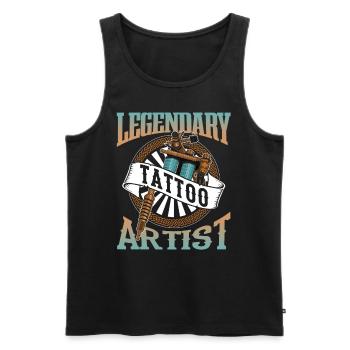 Tatouage légendaire Tattoo Artist Tattoo - Débardeur bio Premium Homme - noir - Devant - Michal (187cm)
