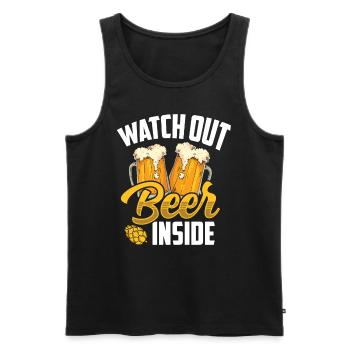 Vorsicht Bier Drinnen Trinken Beer Inside Trinker - Männer Premium Bio Tank Top - Schwarz - Vorne - Michal (187cm)