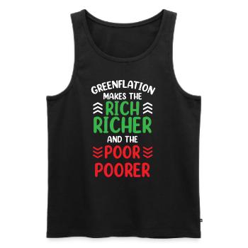 Greenflation riche riche plus riche et pauvre plus pauvre - Débardeur bio Premium Homme - noir - Devant - Michal (187cm)