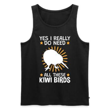 Oui j’ai besoin de tous ces oiseaux kiwis - Débardeur bio Premium Homme - noir - Devant - Michal (187cm)