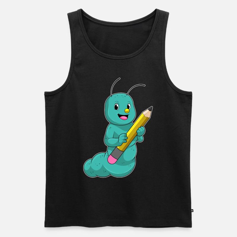 Raupe mit Bleistift - Männer Premium Bio Tank Top - Schwarz