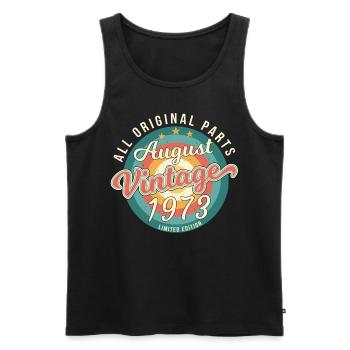 1973 August Retro - Men's Premium Organic Tank Top - black - Front - Michal (187cm)