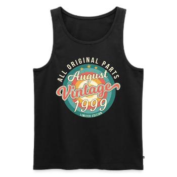 Vintage August 1999 - Männer Premium Bio Tank Top - Schwarz - Vorne - Michal (187cm)