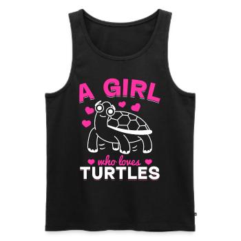 Turtle Girl Cute Turtle - A girl who - Men's Premium Organic Tank Top - black - Front - Michal (187cm)