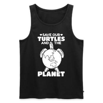 Jour de la Terre : Sauvez nos tortues et le - Débardeur bio Premium Homme - noir - Devant - Michal (187cm)
