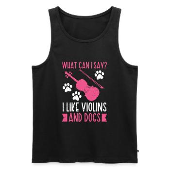 I like violins and dog violin musician music - Men's Premium Organic Tank Top - black - Front - Michal (187cm)