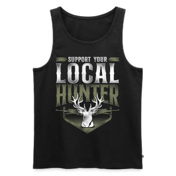 Buck Deer Hunting Hunter Vintage - Men's Premium Organic Tank Top - black - Front - Michal (187cm)