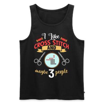 Cross Stitch Pattern Cross Stitch Needles Embroidery Weaving - Men's Premium Organic Tank Top - black - Front - AI Model Male 178 light (178cm)