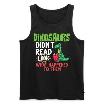 Dinosaur Book Read Dino Read Funny Readers - Men's Premium Organic Tank Top - black - Front - AI Model Male 178 light (178cm)