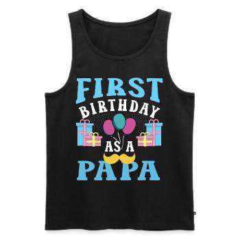 First Birthday As Papa Party Father Daddy - Men's Premium Organic Tank Top - black - Front - AI Model Male 178 light (178cm)