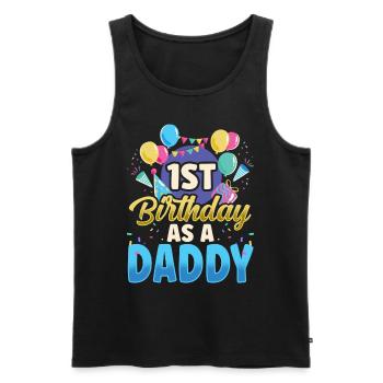 Erster Geburtstag Als Papi Vater Party Papa - Männer Premium Bio Tank Top - Schwarz - Vorne - Michal (187cm)