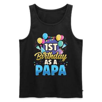 First Birthday As Papa Daddy Party Father - Men's Premium Organic Tank Top - black - Front - AI Model Male 178 light (178cm)