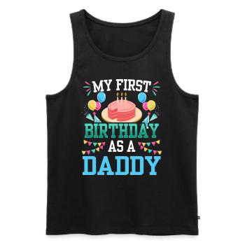 Mon premier anniversaire en tant que papa Papi Papa Père - Débardeur bio Premium Homme - noir - Devant - Michal (187cm)