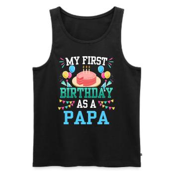 Mon premier anniversaire en tant que Papa Papa Père Party - Débardeur bio Premium Homme - noir - Devant - Michal (187cm)