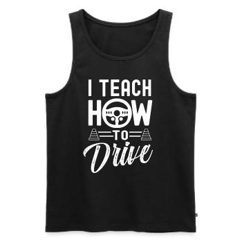 J’apporte la conduite à l’école de conduite Driving Instructor - Débardeur bio Premium Homme - noir - Devant - Michal (187cm)
