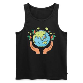 Erde Schildkrötenherzen Umwelt Erde Tag - Männer Premium Bio Tank Top - Schwarz - Vorne - Michal (187cm)