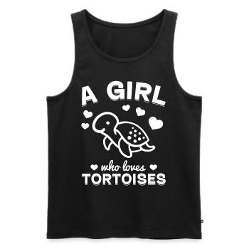 Tortue terrestre Une fille qui aime les tortues - Débardeur bio Premium Homme - noir - Devant - AI Model Male 178 light (178cm)