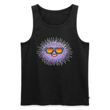 Lustiger Seeigel mit Sonnenbrille Lustiger Seeigel - Männer Premium Bio Tank Top - Schwarz - Vorne - AI Model Male 178 light (178cm)