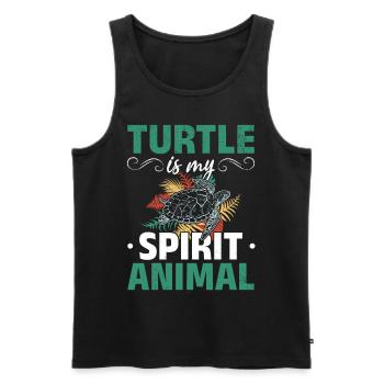La tortue est mon animal d’ — Tortue douce - Débardeur bio Premium Homme - noir - Devant - AI Model Male 178 light (178cm)