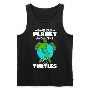 Journée des tortues de mer : Sauvez notre planète - Débardeur bio Premium Homme - noir - Devant - AI Model Male 178 light (178cm)