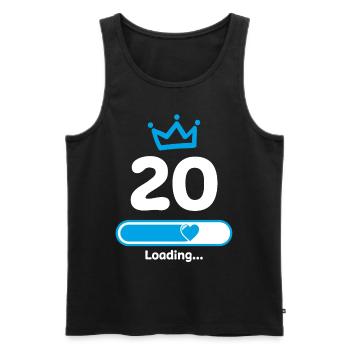 Faisceau de chargement du 20e anniversaire - Débardeur bio Premium Homme - noir - Devant - AI Model Male 178 light (178cm)