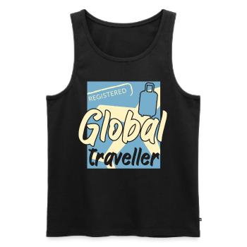Global Traveller Luggage - Men's Premium Organic Tank Top - black - Front - Michal (187cm)