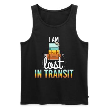 Am Lost In Transit Luggage Pun - Men's Premium Organic Tank Top - black - Front - Michal (187cm)