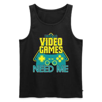 Must Go Video Games Need Me - Men's Premium Organic Tank Top - black - Front - Michal (187cm)