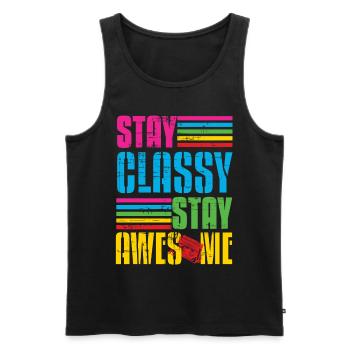 Classy Stay Aweome Retro Walkman - Men's Premium Organic Tank Top - black - Front - Michal (187cm)