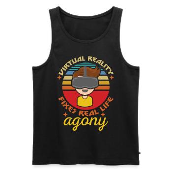 Reality Fixes Real Life Agony VR - Men's Premium Organic Tank Top - black - Front - AI Model Male 178 light (178cm)