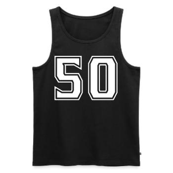 50 Weiss Simpel Design - Männer Premium Bio Tank Top - Schwarz - Vorne - Michal (187cm)