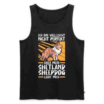 Mein Shetland Sheepdog liebt mich - Männer Premium Bio Tank Top - Schwarz - Vorne - Michal (187cm)