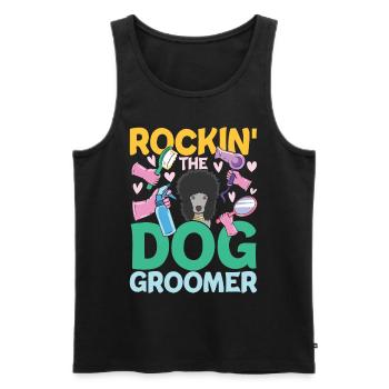 Rockin The Dog Groomer für einen Hundfriseur - Männer Premium Bio Tank Top - Schwarz - Vorne - Michal (187cm)