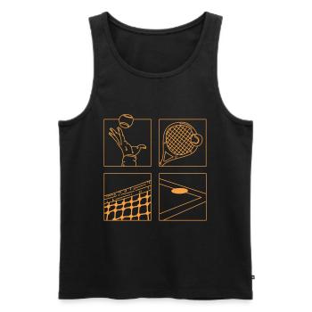 Tennis Spiel Cartoon Minimalist Zeichnung Trainer - Männer Premium Bio Tank Top - Schwarz - Vorne - AI Model Male 178 light (178cm)