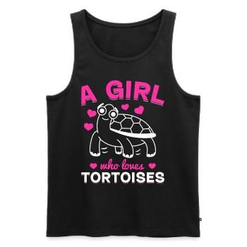 Land Tortoise Turtle Lover Girl - A girl who - Men's Premium Organic Tank Top - black - Front - AI Model Male 178 light (178cm)