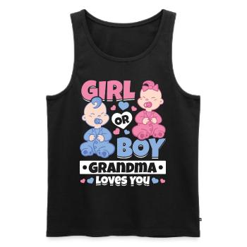 Fille ou garçon grand-mère vous aime - sexe de la - Débardeur bio Premium Homme - noir - Devant - AI Model Male 178 light (178cm)